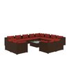 vidaXL Set muebles de jard&iacute;n 13 pzas y cojines rat&aacute;n sint&eacute;tico marr&oacute;n