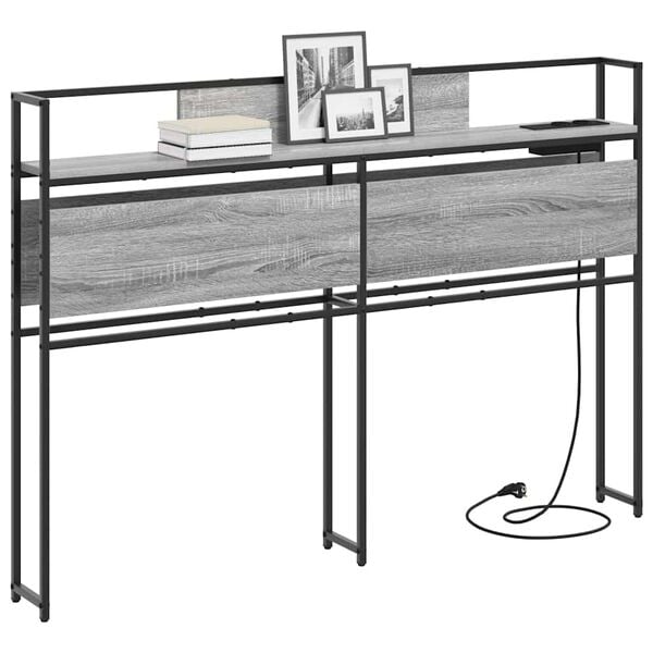 vidaXL Cabecera de almacenamiento con estante Gris sonoma 120 cm