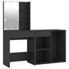 vidaXL Tocador con LED y armario madera contrachapada negro