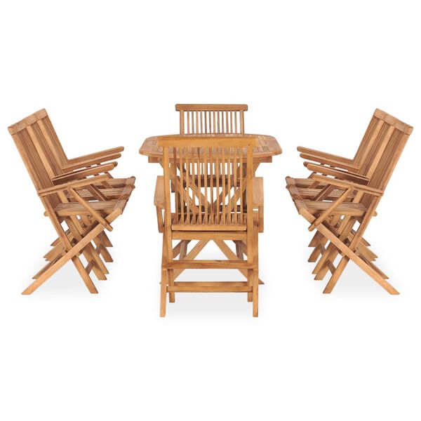 vidaXL Set de comedor de jard&iacute;n plegable 9 pzas madera maciza de teca
