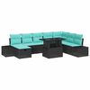 vidaXL Conjunto de sof&aacute; de jard&iacute;n 9 uds. Negro rat&aacute;n sint&eacute;tico