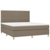 vidaXL Cama box spring colch&oacute;n y luces LED tela gris taupe 180x200 cm