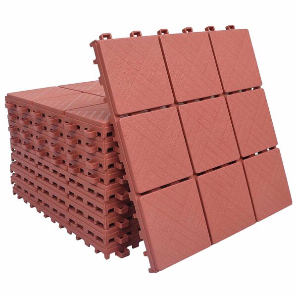 vidaXL Tile de Decking 10 pcs Rojo 30,5 x 30,5 x 2,2 cm Polipropileno