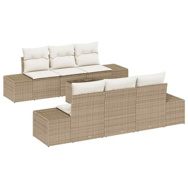 vidaXL Conjunto de sofá de jardín 8 pcs Beige y Crema ratán sintético