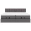 vidaXL Cama otomana colch&oacute;n y LED cuero sint&eacute;tico gris 160x200 cm