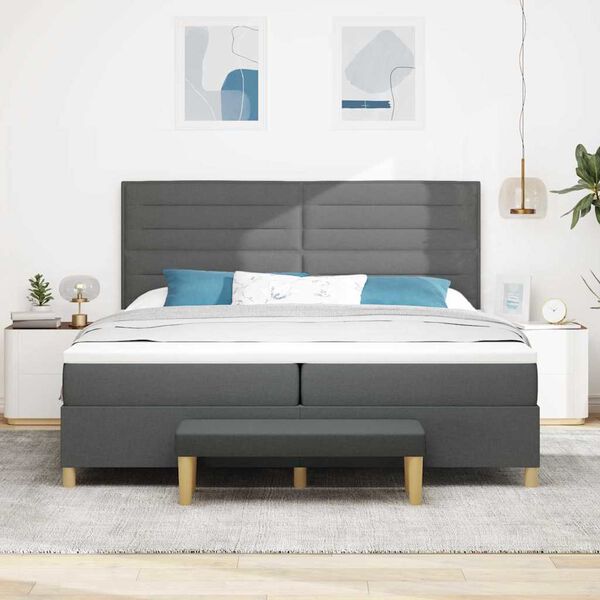 vidaXL Cama tipo Box Spring con colch&oacute;n Gris oscuro 200 x 200 cm tela