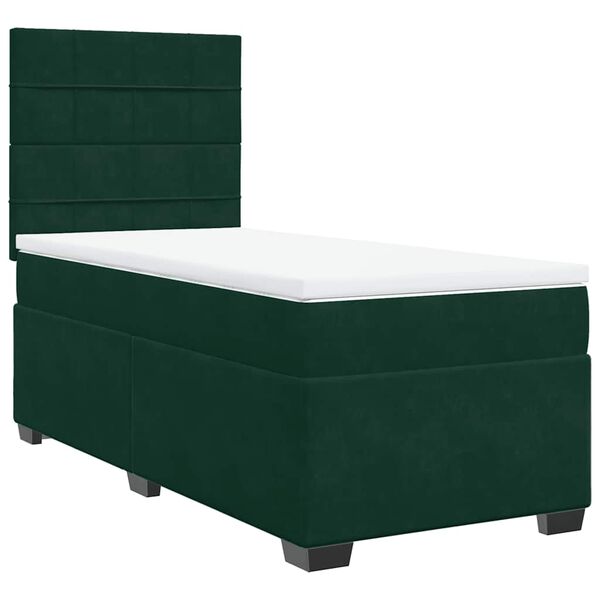 vidaXL Cama box spring con colch&oacute;n terciopelo verde oscuro 100x200 cm