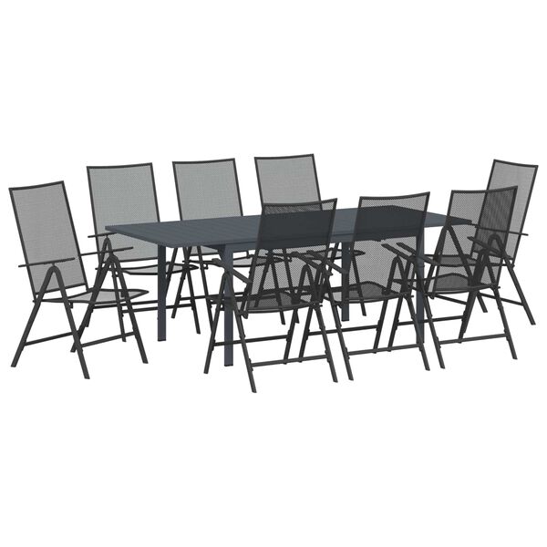 vidaXL Conjunto de Comedor de Jard&iacute;n 9 pcs Antracita Acero