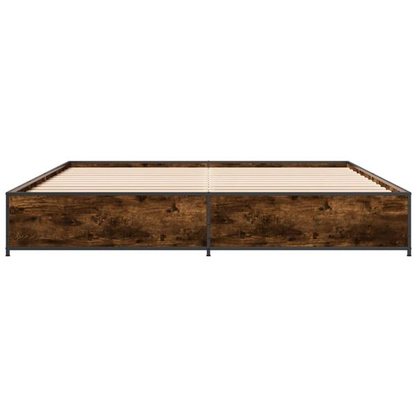 vidaXL Estructura cama madera ingenier&iacute;a metal roble ahumado 180x200cm