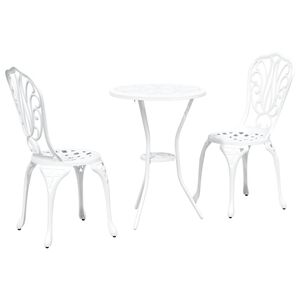 vidaXL Juego Bistro de Jardín 3 pcs Blanco Aluminio