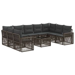 vidaXL Conjunto de sof&aacute;s de jard&iacute;n 10 uds. Gris y Gris Oscuro