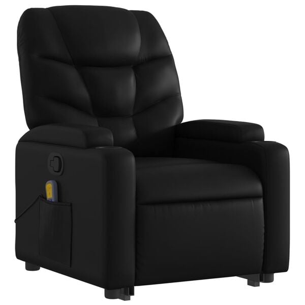 vidaXL Sill&oacute;n reclinable de masaje de pie cuero artificial negro