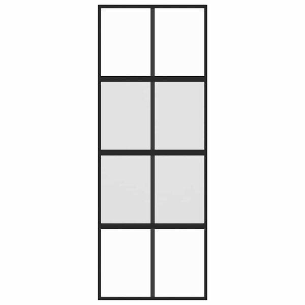 vidaXL Puerta corredera vidrio templado y aluminio negra 76x205 cm