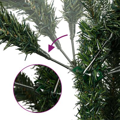 vidaXL Árbol de Navidad artificial con bisagras y soporte verde 180 cm