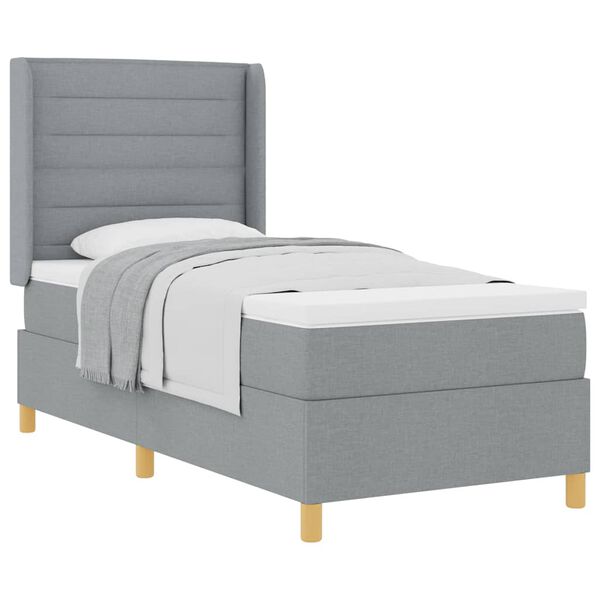 vidaXL Cama con Somier con colch&oacute;n Gris claro 80 x 200 cm tela