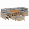vidaXL Conjunto de sof&aacute;s de jard&iacute;n 9 uds. Beige rat&aacute;n sint&eacute;tico