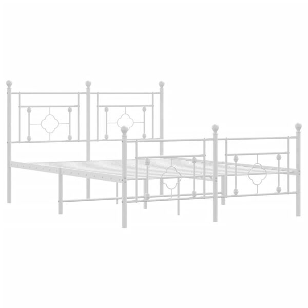 vidaXL Estructura cama sin colch&oacute;n con estribo metal blanco 140x190 cm