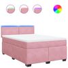vidaXL Cama box spring con colch&oacute;n terciopelo rosa 160x200 cm