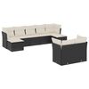vidaXL Set de sof&aacute;s de jard&iacute;n 8 piezas y cojines rat&aacute;n sint&eacute;tico negro