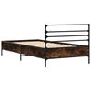 vidaXL Estructura cama madera ingenier&iacute;a metal roble humo 100x200 cm