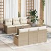 vidaXL Conjunto de sof&aacute;s de jard&iacute;n 7 pcs Beige y Crema rat&aacute;n sint&eacute;tico