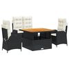 vidaXL Juego comedor jard&iacute;n 4 piezas con cojines rat&aacute;n sint&eacute;tico negro