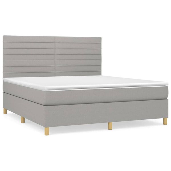 vidaXL Cama box spring con colch&oacute;n tela gris claro 160x200 cm