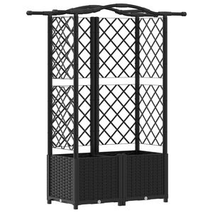 vidaXL Cama elevada con trellis y techo Negro 122 x 40 x 138 cm PP
