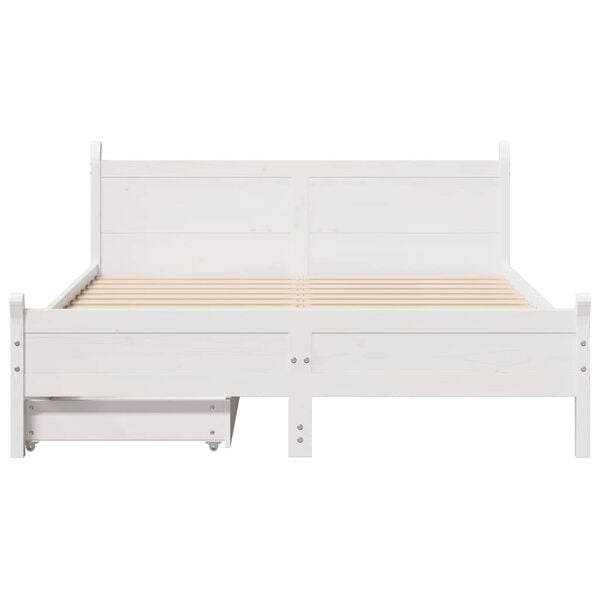 vidaXL Estructura de cama sin colch&oacute;n madera de pino blanca 140x190 cm