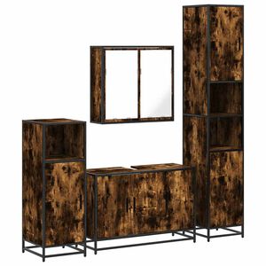 vidaXL Set de muebles ba&ntilde;o 4 pzas madera contrachapada roble ahumado