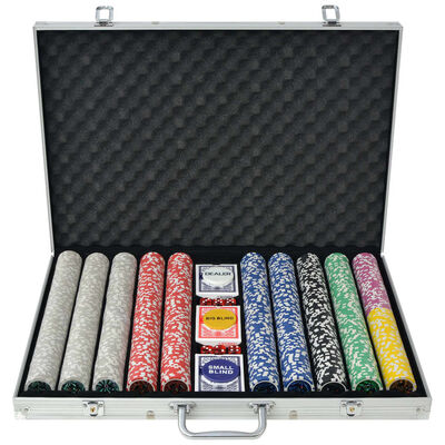 vidaXL Juego de Póker con 1000 fichas láser maletín de aluminio
