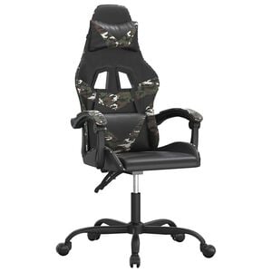 vidaXL Silla gaming cuero sint&eacute;tico negro y camuflaje