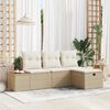 vidaXL Conjunto de sof&aacute; de jard&iacute;n 4 pcs Beige rat&aacute;n sint&eacute;tico