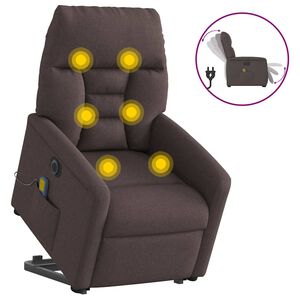 vidaXL Sill&oacute;n masaje el&eacute;ctrico reclinable elevable tela marr&oacute;n oscuro