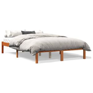 vidaXL Estructura de cama sin colch&oacute;n madera maciza marr&oacute;n 120x190 cm