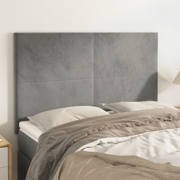vidaXL Cabecero gris claro 144x5x118/128 cm terciopelo