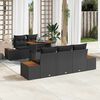 vidaXL Conjunto de sof&aacute; de jard&iacute;n 6 pcs Negro Polirat&aacute;n