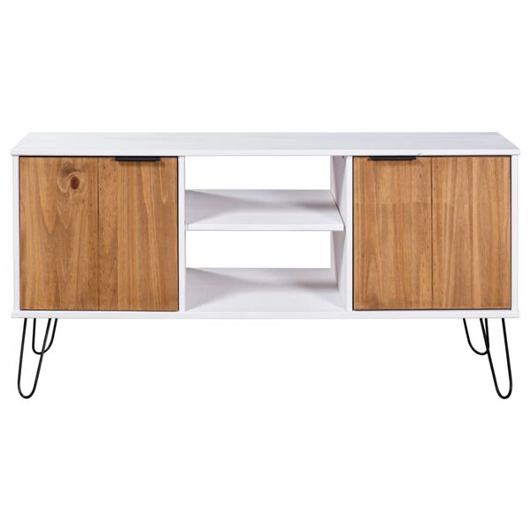 vidaXL Mueble de TV New York madera maciza pino madera clara y blanco