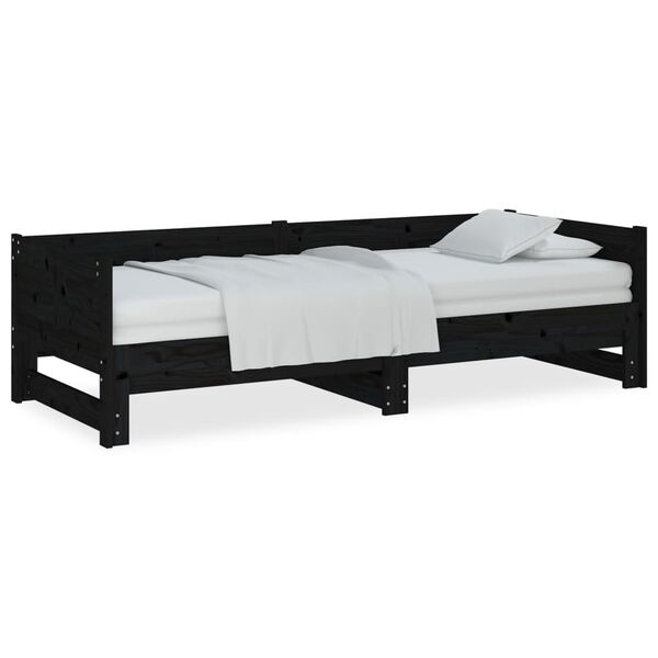 vidaXL Sof&aacute; cama extra&iacute;ble sin colch&oacute;n negro 2x(90x190) cm