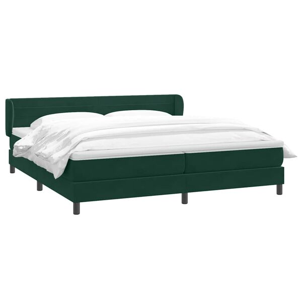 vidaXL Cama box spring con colchones terciopelo verde oscuro 180x210cm