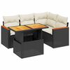 vidaXL Set de muebles de jard&iacute;n 5 pzas y cojines rat&aacute;n sint&eacute;tico negro