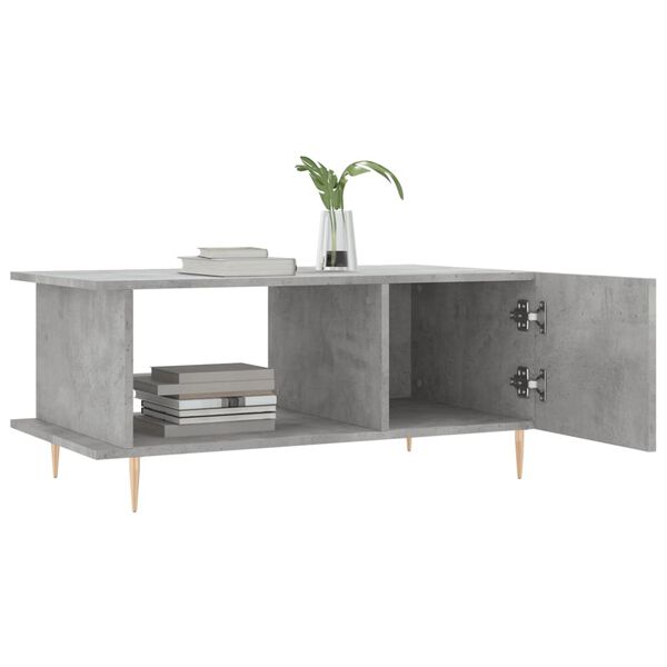 vidaXL Mesa de centro madera contrachapada gris hormig&oacute;n 90x50x40 cm