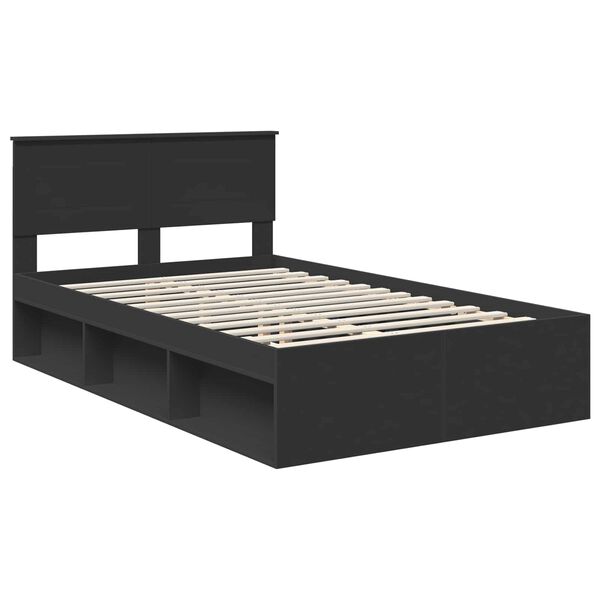 vidaXL Estructura de cama Negro 135 x 190 cm Madera de ingenier&iacute;a