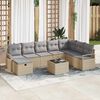 vidaXL Conjunto de sof&aacute; de jard&iacute;n 9 pcs Beige Polirat&aacute;n