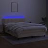 vidaXL Cama box spring colch&oacute;n y luces LED tela crema 140x190 cm