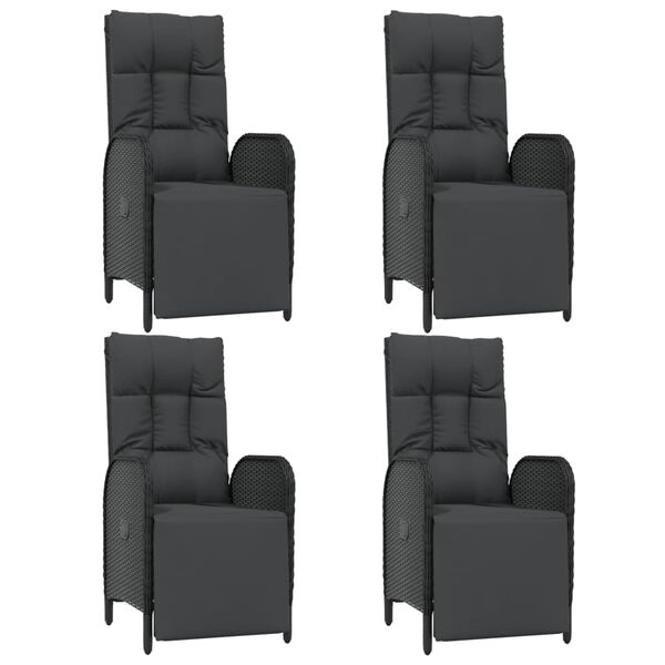 vidaXL Set de muebles jard&iacute;n 5 pzas con cojines rat&aacute;n sint&eacute;tico negro