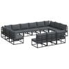 vidaXL Conjunto de sof&aacute;s de jard&iacute;n con coj&iacute;n 13 pcs Negro Aluminio