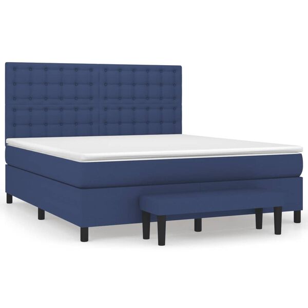 vidaXL Cama box spring con colch&oacute;n tela azul 160x200 cm