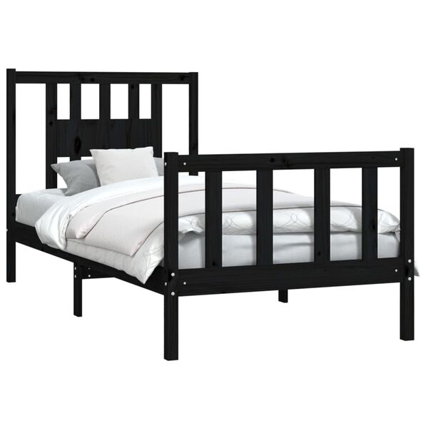 vidaXL Estructura de cama sin colch&oacute;n madera de pino negro 90x200 cm