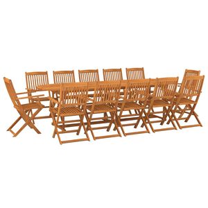 vidaXL Set comedor de jard&iacute;n 13piezas madera maciza acacia 280x90x75cm